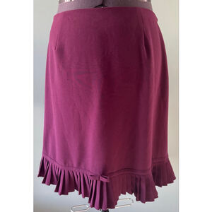 Women's Larry Levine Stretch Plus 16 Plum Pleated Ruffle Hem Skirt